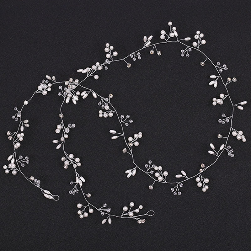 Luxury Crystal Wedding Hair Accessories Headband Simulated Pearl Bridal Hair Vine Hairbands Crown Headpiece Bride Tiara Jewelry