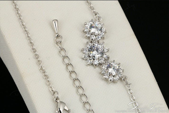 Cubic Zirconia Exaggerated CZ Stone Choker Necklaces &Pendants Silver Color Party/Wedding Jewelry For Women N398