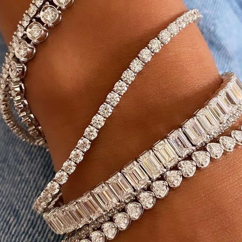 Cubic Zirconia Tennis Bracelet For Women Men Iced Out Chain Crystal Bracelet Wedding Band Couple Jewerly Gift pulseras