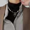 Famous Brand Jewelry Gold Color Heart-shaped Stainless Steel pearl Necklace For Woman Gift
