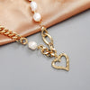 Famous Brand Jewelry Gold Color Heart-shaped Stainless Steel pearl Necklace For Woman Gift