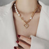 Famous Brand Jewelry Gold Color Heart-shaped Stainless Steel pearl Necklace For Woman Gift