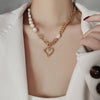 Famous Brand Jewelry Gold Color Heart-shaped Stainless Steel pearl Necklace For Woman Gift