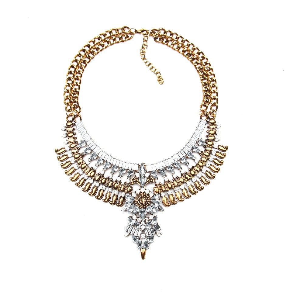 Luxury Fashion Crystal Necklace Europe Chunky Lucky Crystal Tassel Bib Statement Necklaces & Pendants Neckalces for Women