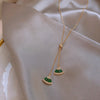Female Green Zircon Fan Shape Pendant Necklaces For Women Jewelry Gift