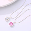 Female Silvery Pink CZ Zircon Big Water Drop Pedants Necklaces Long/Short Snake Chain Necklaces For Women Wedding Jewelry