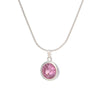 Female Silvery Pink CZ Zircon Big Water Drop Pedants Necklaces Long/Short Snake Chain Necklaces For Women Wedding Jewelry