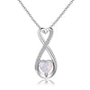 Luxury Genuine 925 Sterling Silver Opal Necklaces Pendants Romantic Heart Shape Women's Chain Necklace Birthd Gifts For Wife