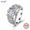 Luxury Genuine 925 Sterling Silver Ring for Women Fashion Crystal Rings Bridal Wedding Jewelry