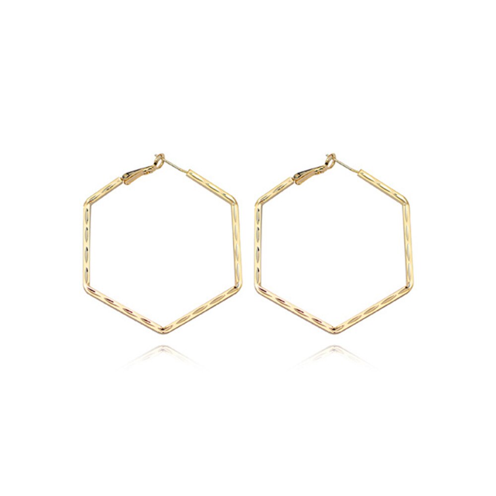 Gold Color Geometry Hoop Earrings For Woman Party Gifts Female Piercing Ear Accessory Jewelry Korean  2022