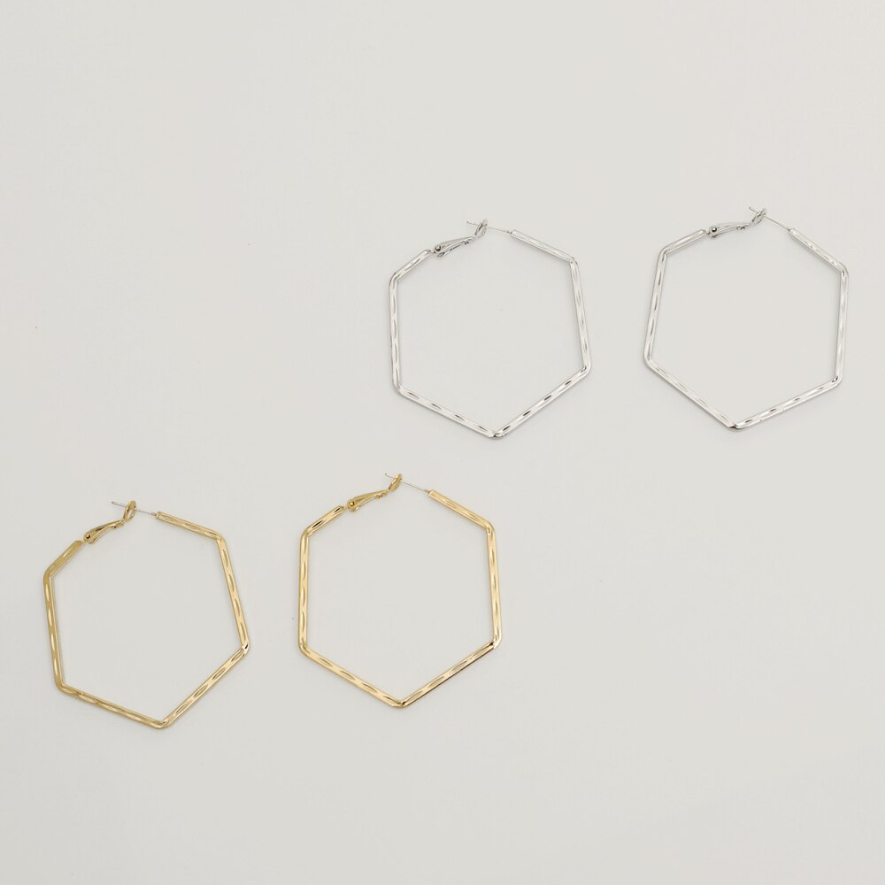 Gold Color Geometry Hoop Earrings For Woman Party Gifts Female Piercing Ear Accessory Jewelry Korean  2022