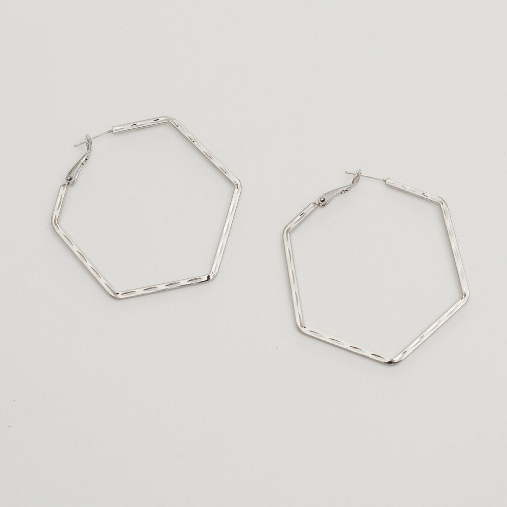 Gold Color Geometry Hoop Earrings For Woman Party Gifts Female Piercing Ear Accessory Jewelry Korean  2022
