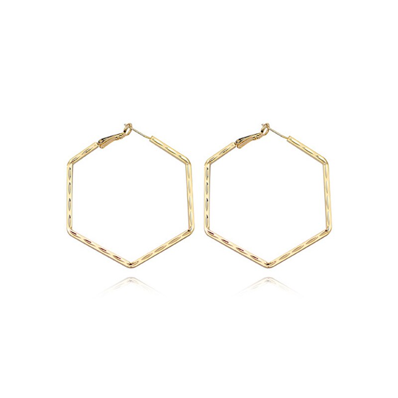 Gold Color Geometry Hoop Earrings For Woman Party Gifts Female Piercing Ear Accessory Jewelry Korean  2022