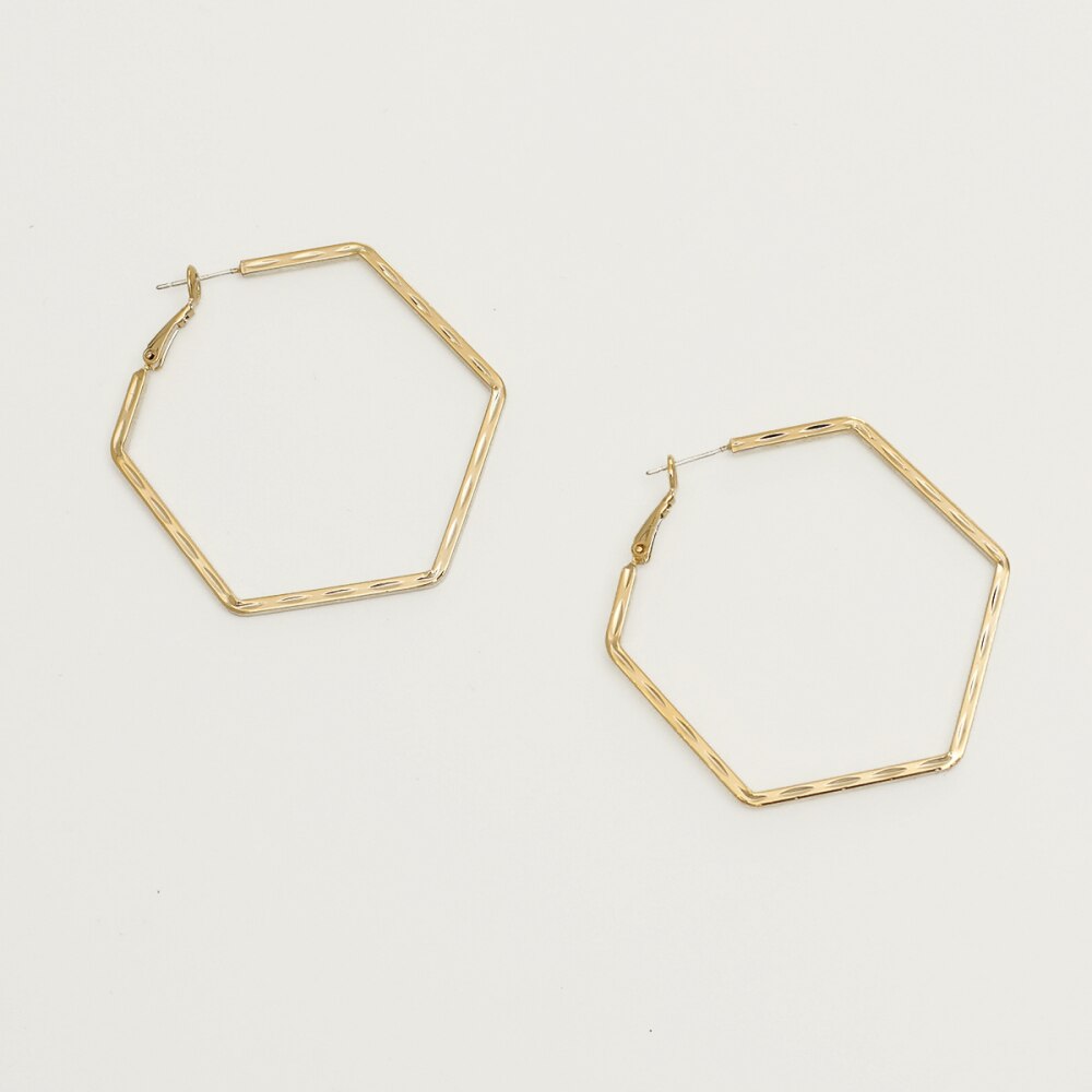 Gold Color Geometry Hoop Earrings For Woman Party Gifts Female Piercing Ear Accessory Jewelry Korean  2022