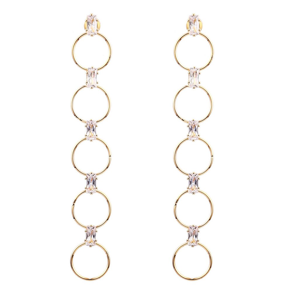 Gold Color Long Tassel Cubic Zircon Earrings for Women Party Wedding Gift Drop Earring Trendy Jewelry Accessories  2022