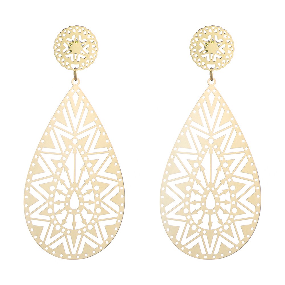 Gold Silver Color Big Pendant Earrings for Women Party Wedding Gift Drop Piercing Earring Jewelry Accessory 2022