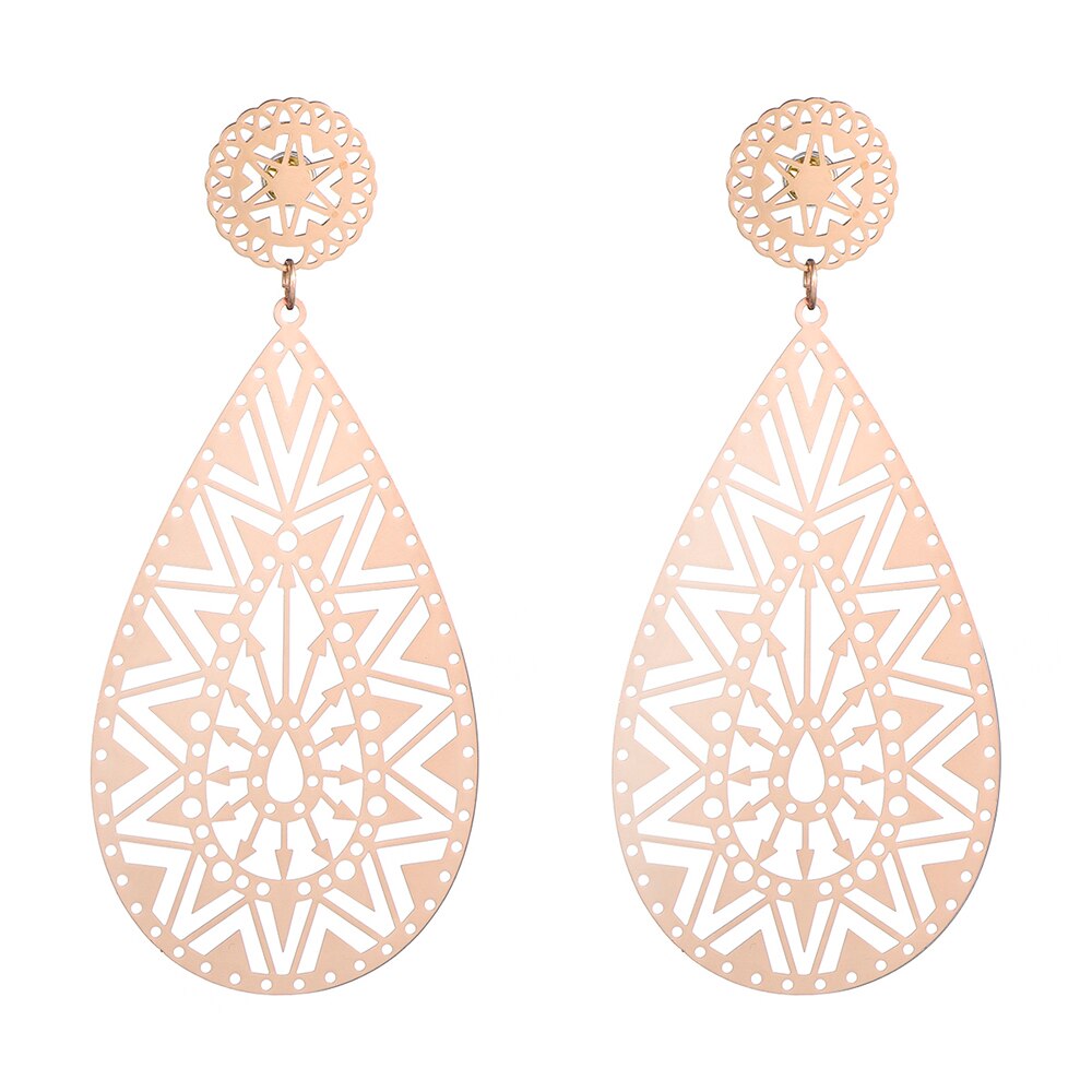 Gold Silver Color Big Pendant Earrings for Women Party Wedding Gift Drop Piercing Earring Jewelry Accessory 2022
