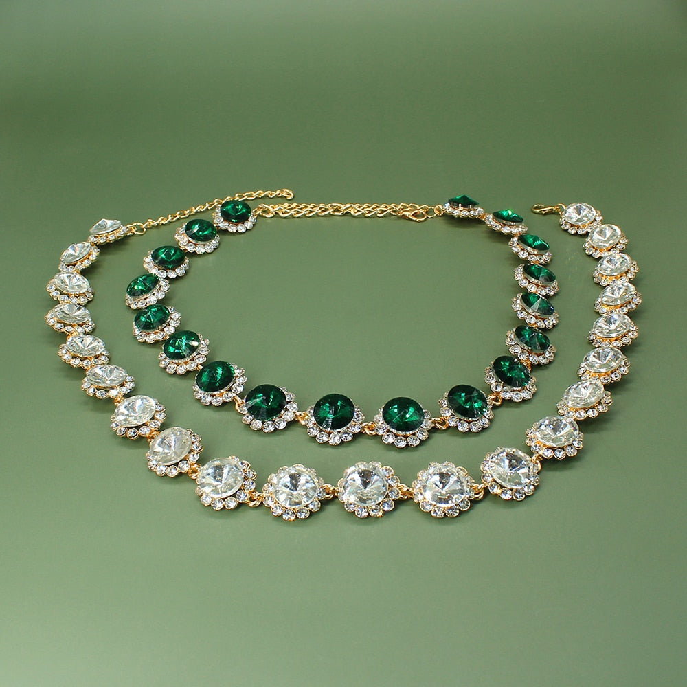 Gorgeous Floral Rhinestone Necklace Sweater Chain For Women Punk Choker Temperament Retro Wedding Jewelry Gift