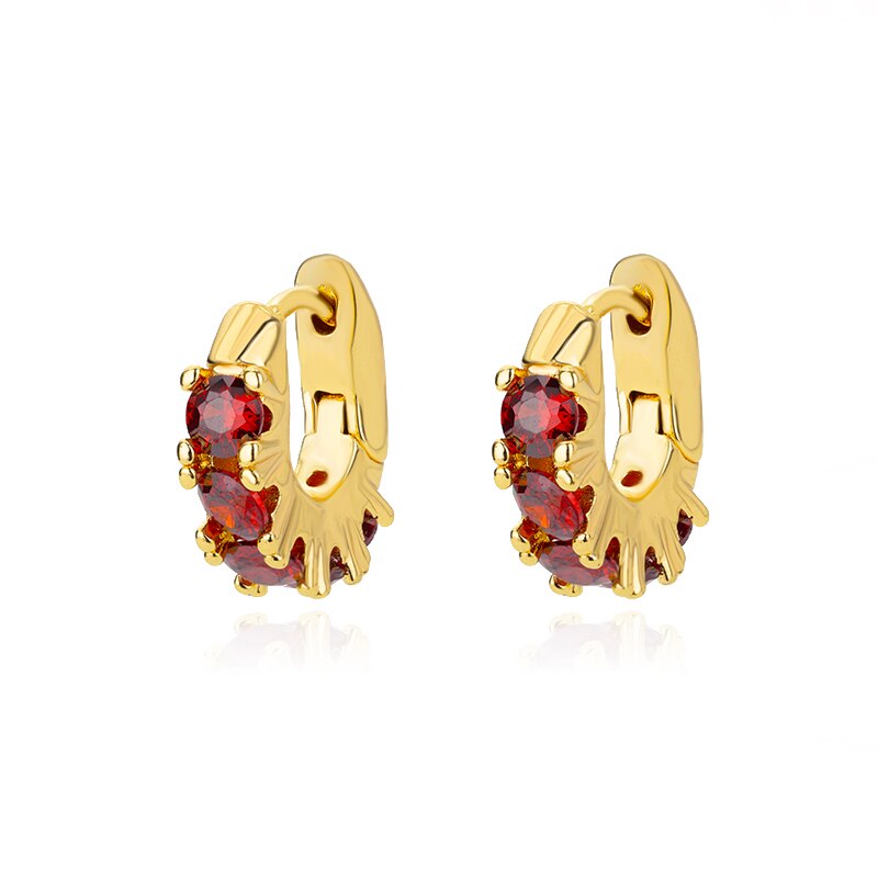 Green Zircon Hoop Earrings for Women Stainless Steel Couple Round Gold Color Earrings Trend 2023 Wedding Jewelry aretes