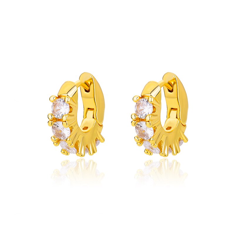 Green Zircon Hoop Earrings for Women Stainless Steel Couple Round Gold Color Earrings Trend 2023 Wedding Jewelry aretes
