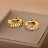 Green Zircon Hoop Earrings for Women Stainless Steel Couple Round Gold Color Earrings Trend 2023 Wedding Jewelry aretes