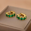 Green Zircon Hoop Earrings for Women Stainless Steel Couple Round Gold Color Earrings Trend 2023 Wedding Jewelry aretes