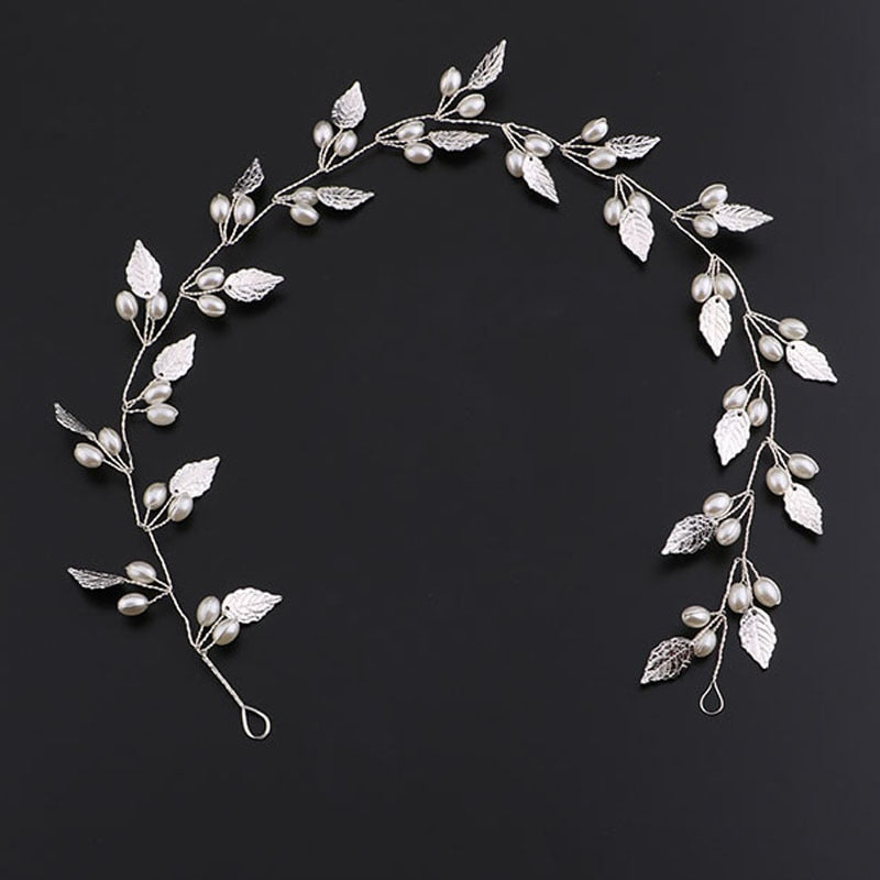 Luxury Hair Jewelry Pearl Crystal Leaf  Bride Tiaras Wedding Hair Accessories headdress Gold and Silver Headbands Gift JL