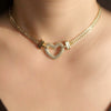 Heart Choker Necklace Micro Pave Cubic Zirconia Stone Gold color Love Heart Chain Silver Color Women Charms Jewelry Gift