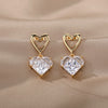 Heart Zircon Stud Earrings For Women Girls Korean Earrings 2023 Trend Lover Wedding Band Jewerly Christmas Gift