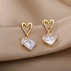 Heart Zircon Stud Earrings For Women Girls Korean Earrings 2023 Trend Lover Wedding Band Jewerly Christmas Gift
