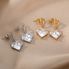 Heart Zircon Stud Earrings For Women Girls Korean Earrings 2023 Trend Lover Wedding Band Jewerly Christmas Gift