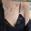 Heart shape Pendant Vintage Pearl Necklaces Women Elegant Charm French Romantic Style Clavicle Chain Commemorative Gift