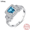 Luxury Jewelry 100% 925 Sterling Silver Ring London Sapphire Ring for Women Glamour Jewelry Wedding Gift