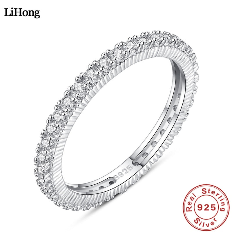 Luxury Jewelry 100% 925 Sterling Silver Ring with AAAA Zircon Crystal Ring for Women's Weddings