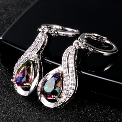 Luxury Jewelry Earrings Women's Water Drop Silver Earrings With AAAA Zircon New Fashion Fine Jewelry Girl Daily Life Accessories