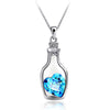 Luxury Jewelry Silver Color with Wish Bottle Inl Love Heart Crystals Vial Pendant Necklace for Women Gift