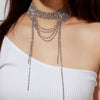 Long Necklace Lady Tassel Rhinestone Choker Necklace For Women Trendy Crystal Clavicle Chain Nightclub Party Accessories