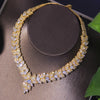 Marquise Cubic Zircon Necklace Leaf Choker Jewelry for Women Gold Crystal Indian Bridal Necklace Wedding Party Jewellery