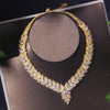 Marquise Cubic Zircon Necklace Leaf Choker Jewelry for Women Gold Crystal Indian Bridal Necklace Wedding Party Jewellery