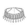 Multi Layered Crystal Choker Necklace Gold Silvery Big Bib Large Collar Statement Necklace Boho Ethnic Summer Jewelry