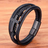 Multicolor Cross Design Classic Stainless Steel Men's Leather Bracelet 19/21/23 cm Choose Handsome Men's Christmas Gifts