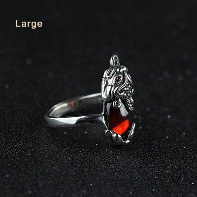 Luxury Natural Stone Red Jade Wedding Ring For Women 100% 925 Sterling Silver Ring Fine Jewelry Classic Lucky Coin Animal SR17