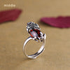 Luxury Natural Stone Red Jade Wedding Ring For Women 100% 925 Sterling Silver Ring Fine Jewelry Classic Lucky Coin Animal SR17