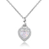 Luxury Opal Necklaces Pendants Solid 925 Sterling Silver Jewelry Heart Shape Women's Necklace With Chain Engagement Party Gift
