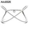 Luxury Pave Setting Moissanites Diamond Bangle Lab Grown Diamond Bracelet For Women 14K White Gold X Shaped Bypass Wide Bracelet