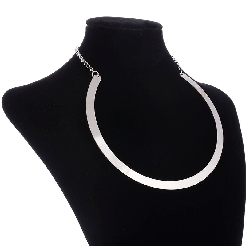 Pendant Charm Choker Necklaces Women Metal Weld Statement Bib Collar Necklace Bar Torques African Jewelry