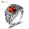 Luxury Punk Brown Amber Birthstone Wide Ring Solid 925 Silver For Women Wedding Engagement Gorgeous Bague Bijoux Jewelry Party