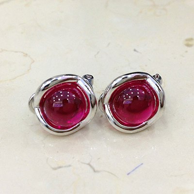 Luxury Red Garnet Earrings For Women 100% Real 925 Sterling Silver Jewelry Simple 4 Colors Round Gemstone Stud Earrings SE25