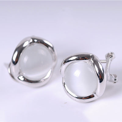Luxury Red Garnet Earrings For Women 100% Real 925 Sterling Silver Jewelry Simple 4 Colors Round Gemstone Stud Earrings SE25