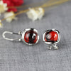 Luxury Red Garnet Earrings For Women 100% Real 925 Sterling Silver Jewelry Simple 4 Colors Round Gemstone Stud Earrings SE25